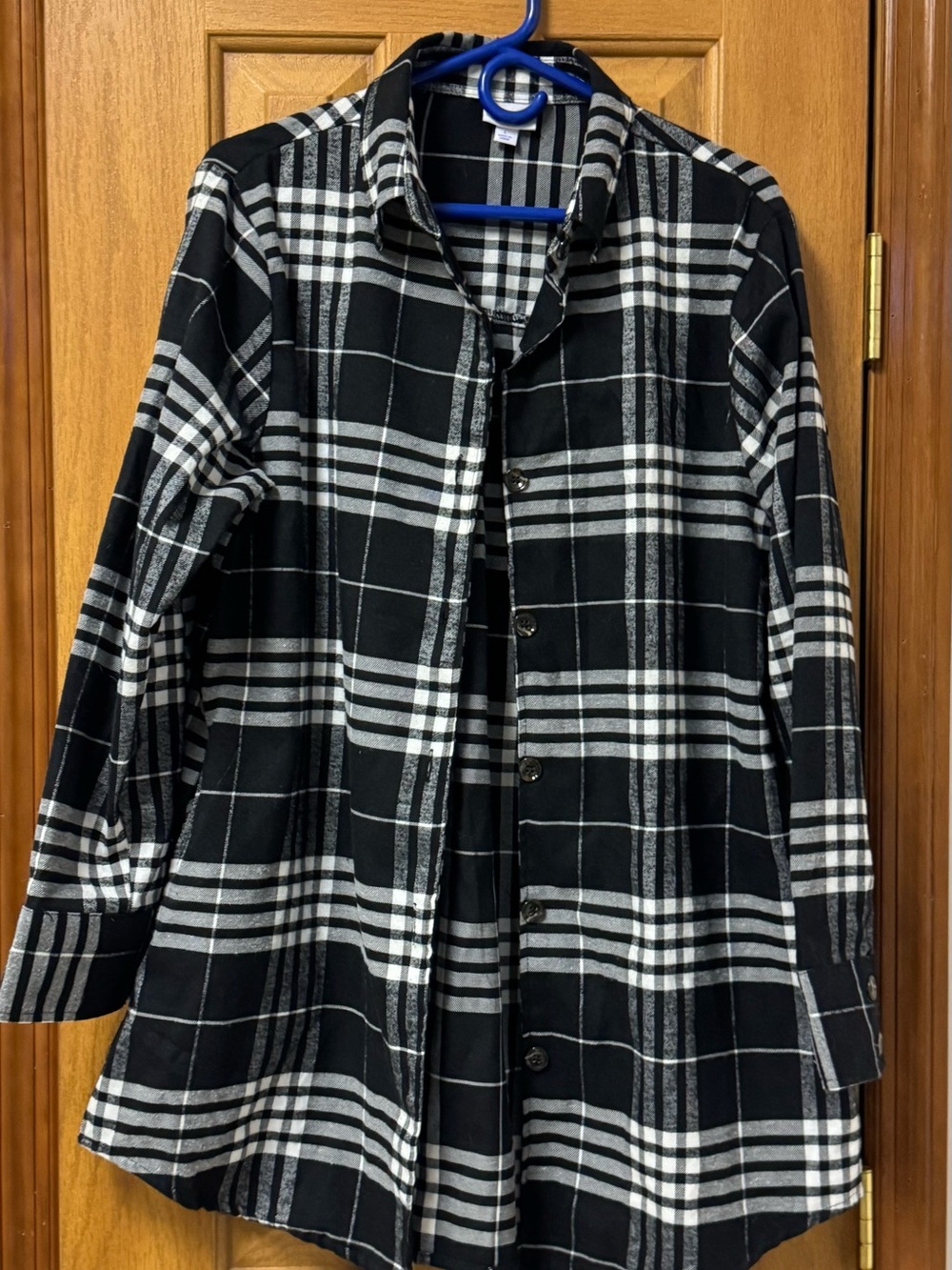LuLaRoe Flannel Shirt Women's Size Large Black & White Plaid